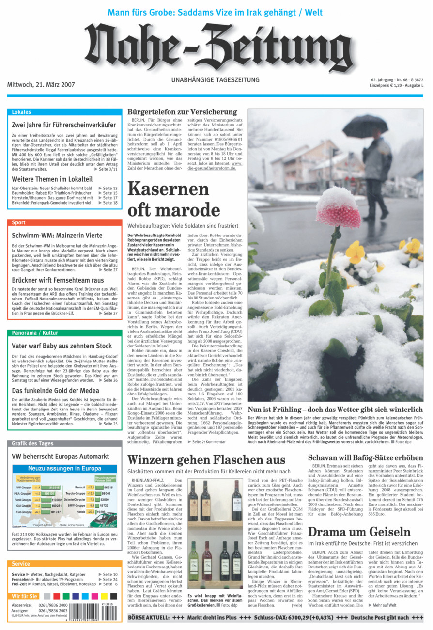 Nahe-Zeitung vom Mittwoch, 21.03.2007