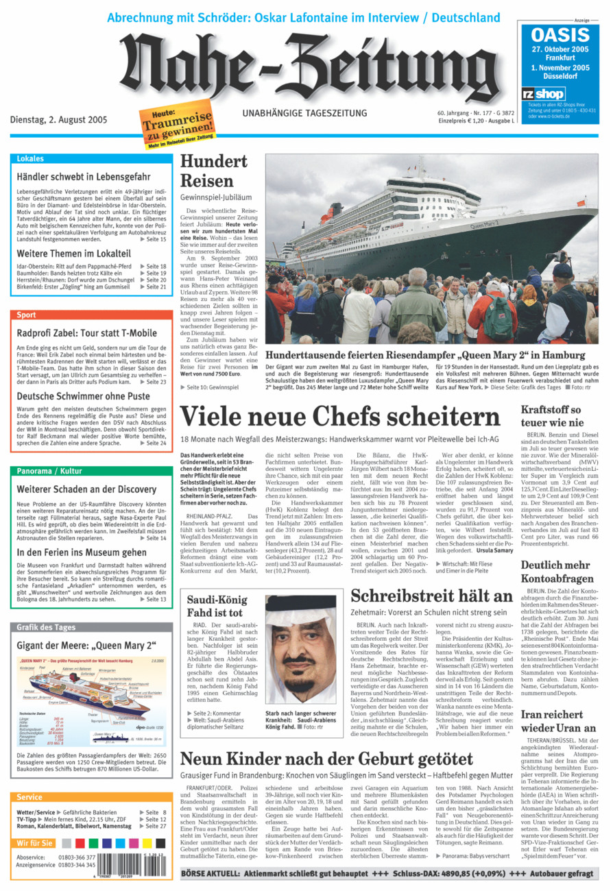 Nahe-Zeitung vom Dienstag, 02.08.2005