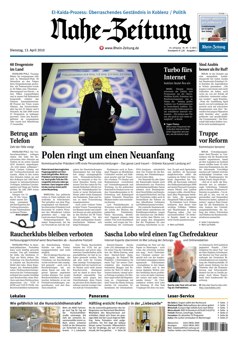 Nahe-Zeitung vom Dienstag, 13.04.2010
