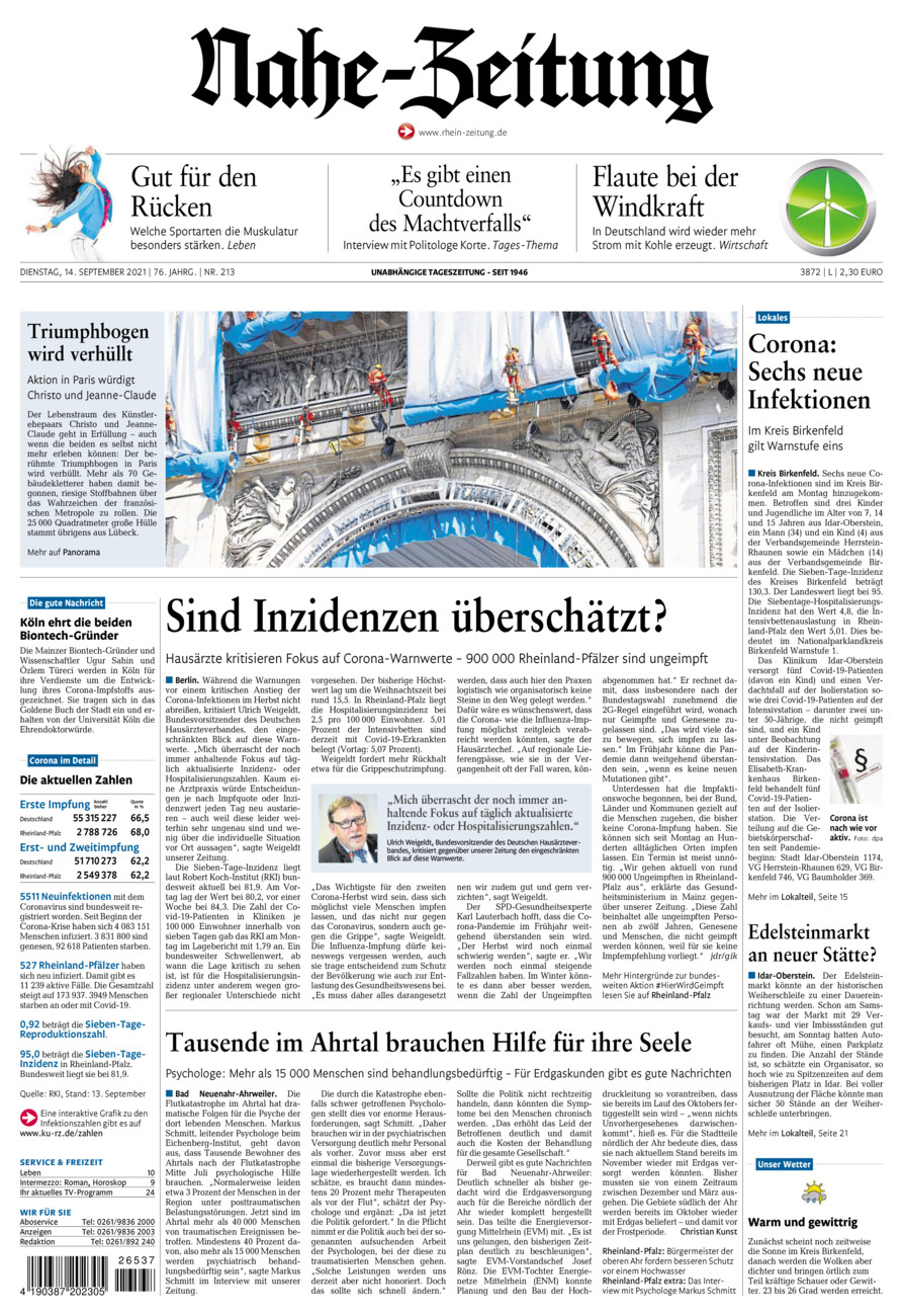 Nahe-Zeitung vom Dienstag, 14.09.2021