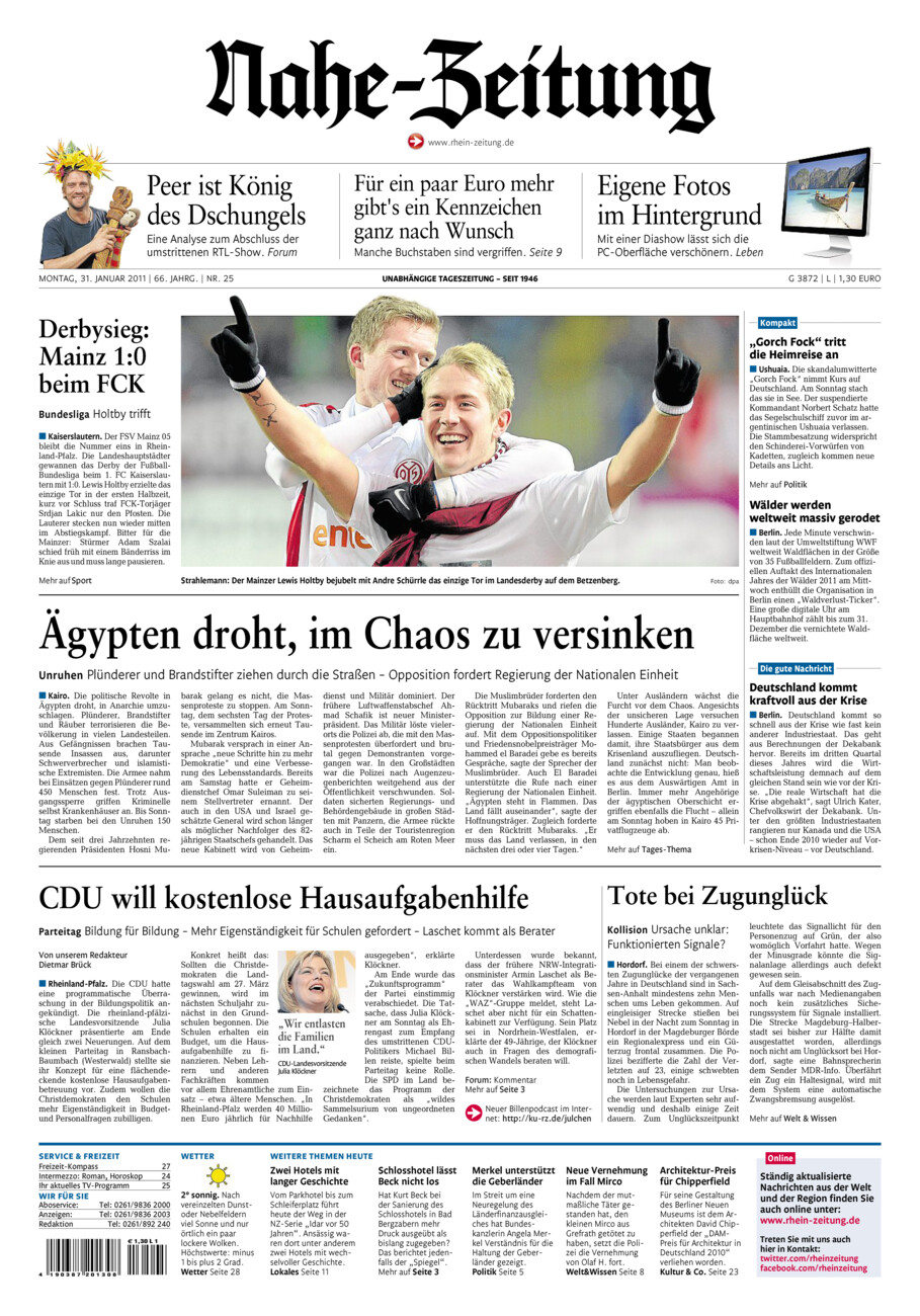 Nahe-Zeitung vom Montag, 31.01.2011