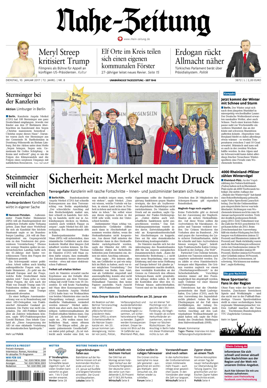 Nahe-Zeitung vom Dienstag, 10.01.2017