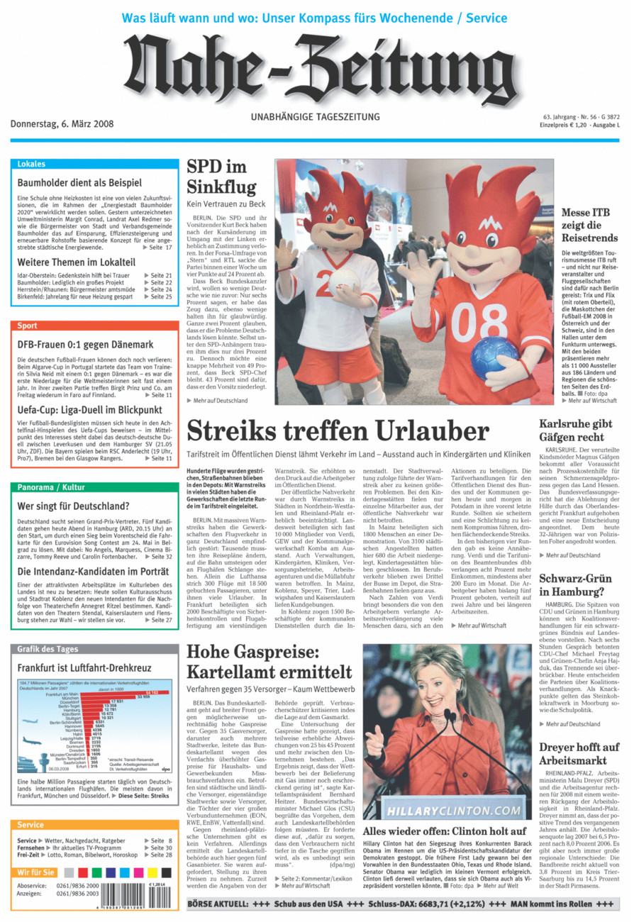 Nahe-Zeitung vom Donnerstag, 06.03.2008