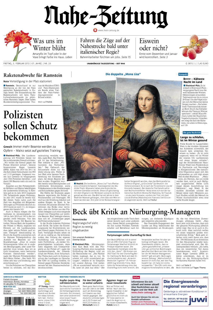 Nahe-Zeitung vom Freitag, 03.02.2012
