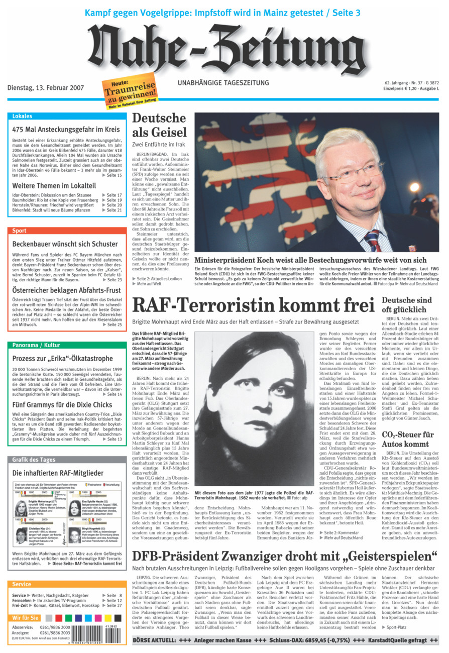 Nahe-Zeitung vom Dienstag, 13.02.2007