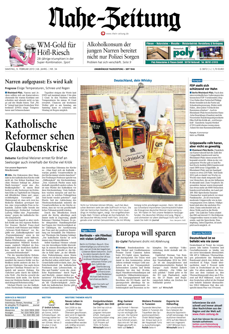 Nahe-Zeitung vom Samstag, 09.02.2013
