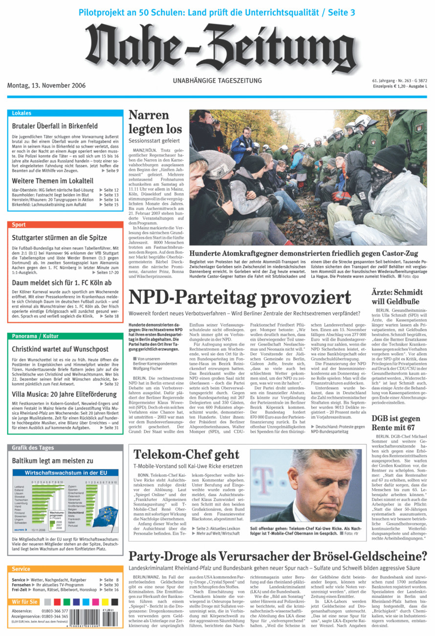 Nahe-Zeitung vom Montag, 13.11.2006