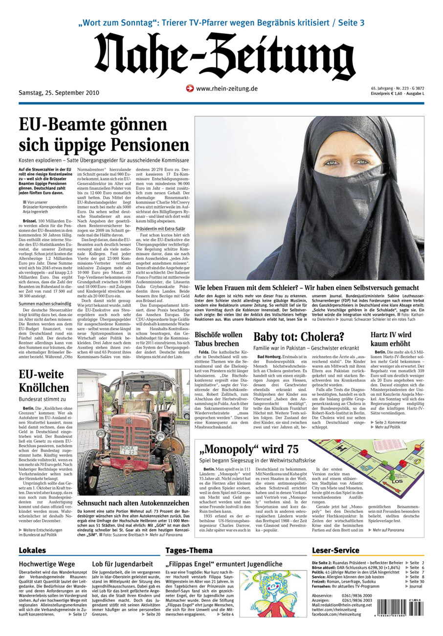 Nahe-Zeitung vom Samstag, 25.09.2010