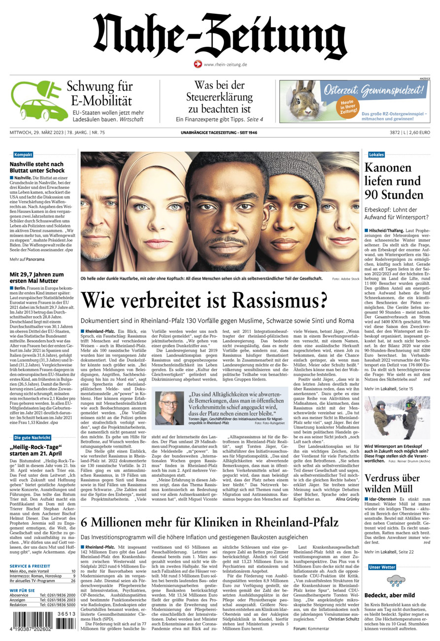 Nahe-Zeitung vom Mittwoch, 29.03.2023