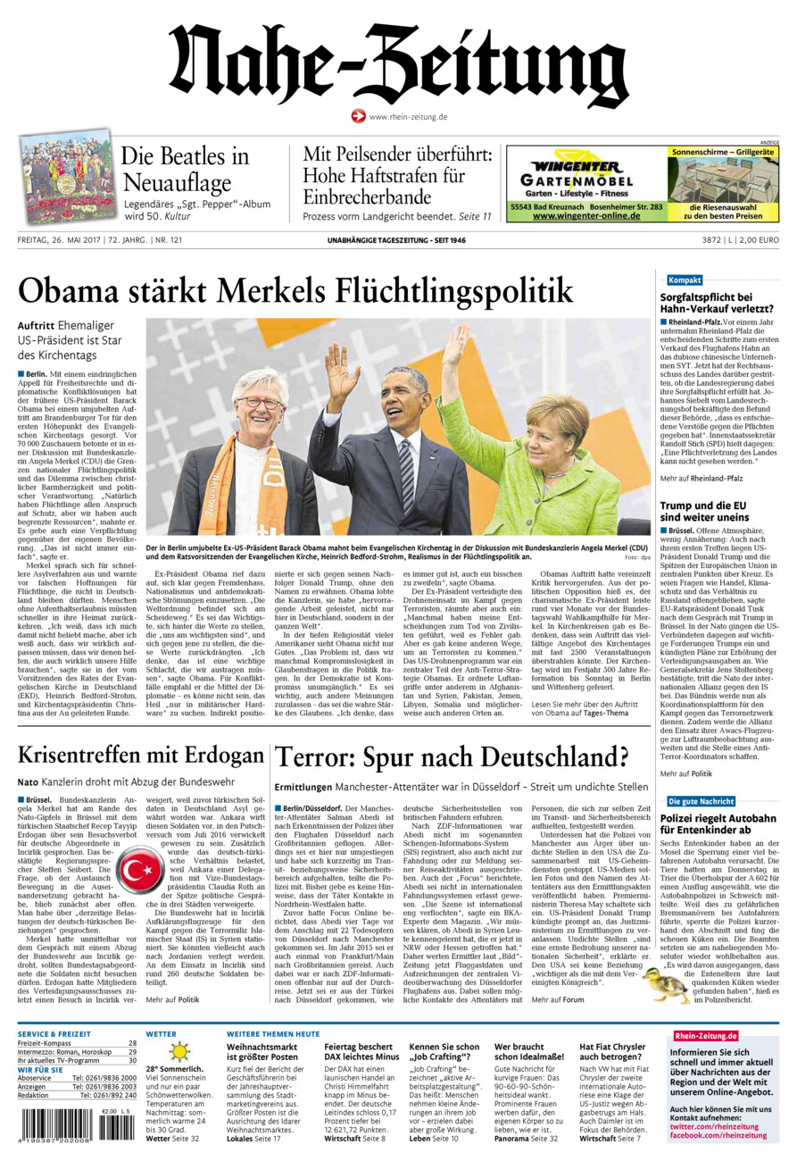 Nahe-Zeitung vom Freitag, 26.05.2017