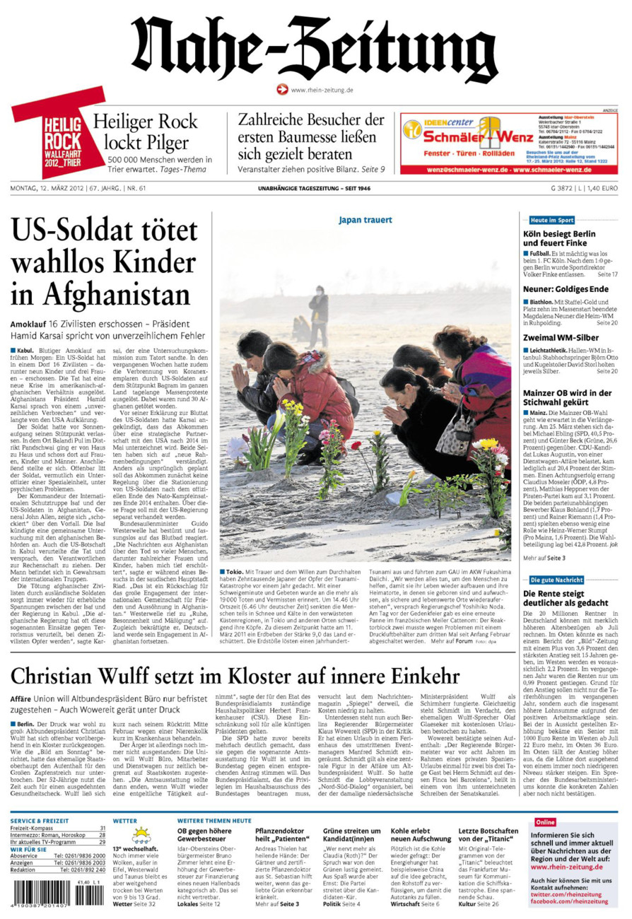 Nahe-Zeitung vom Montag, 12.03.2012