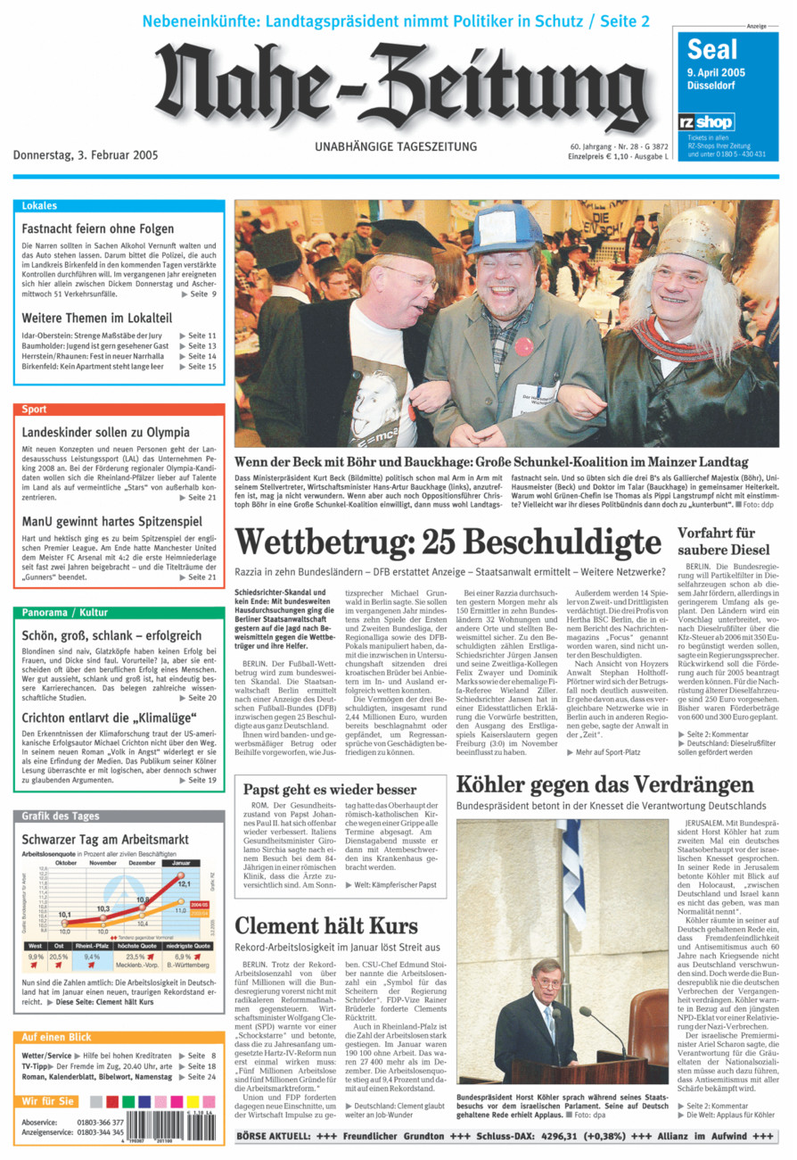 Nahe-Zeitung vom Donnerstag, 03.02.2005