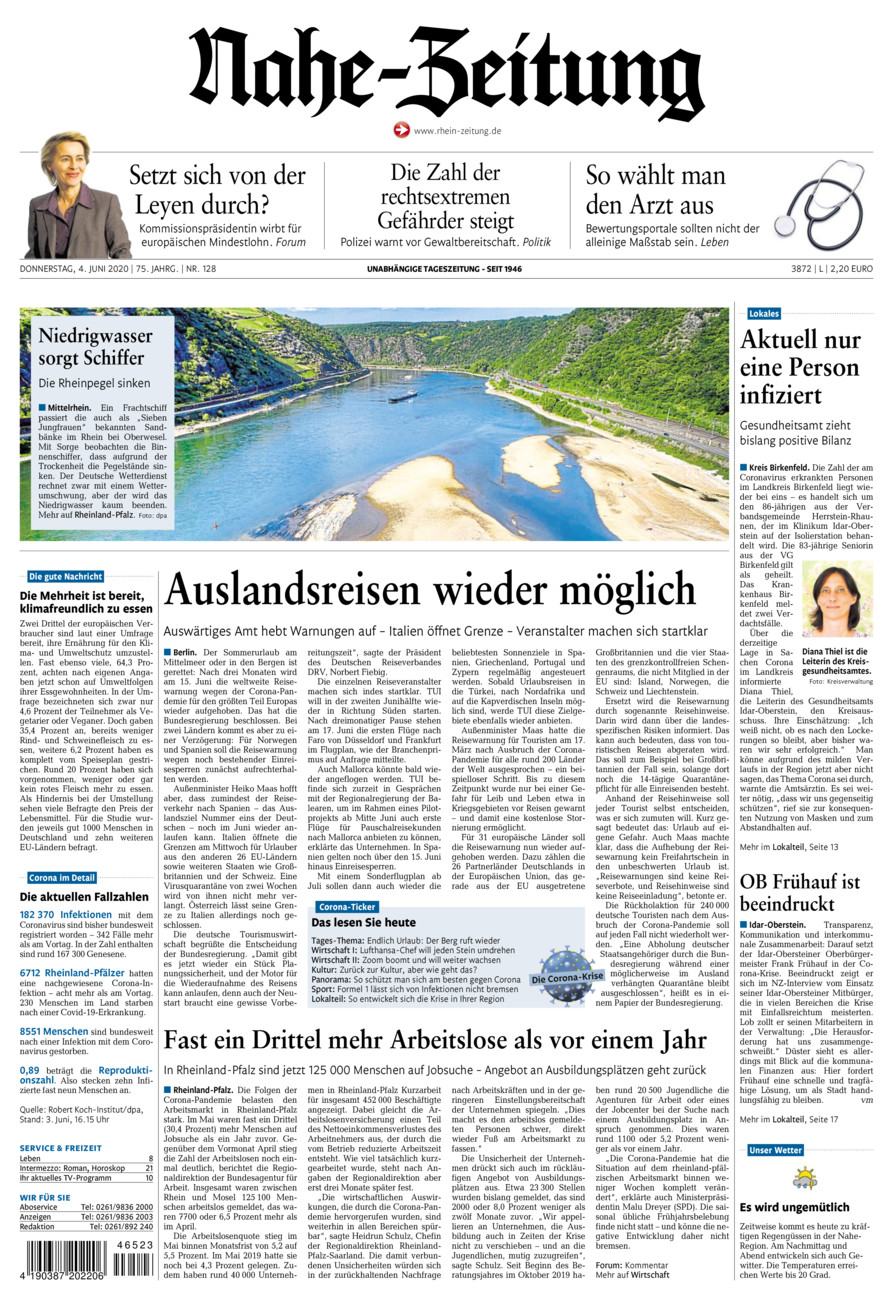 Nahe-Zeitung vom Donnerstag, 04.06.2020