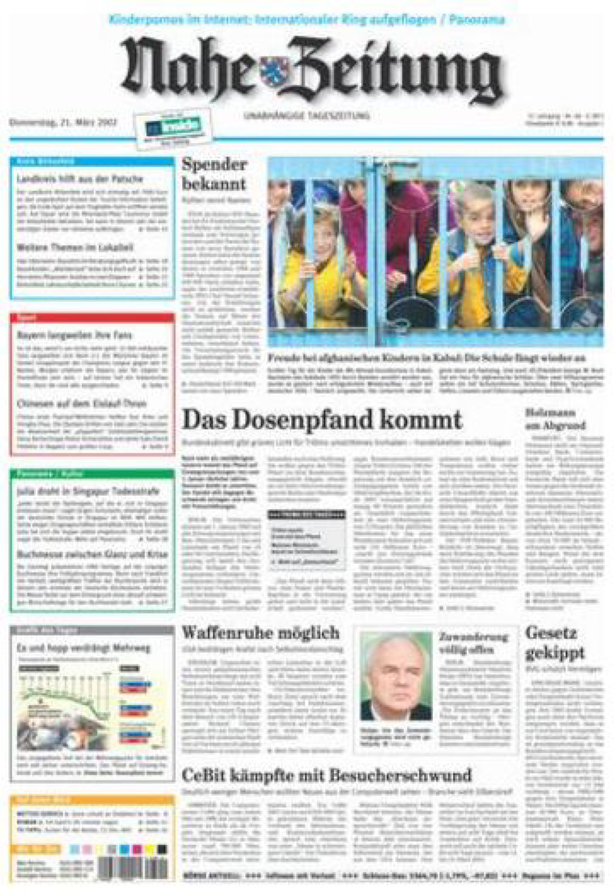 Nahe-Zeitung vom Donnerstag, 21.03.2002