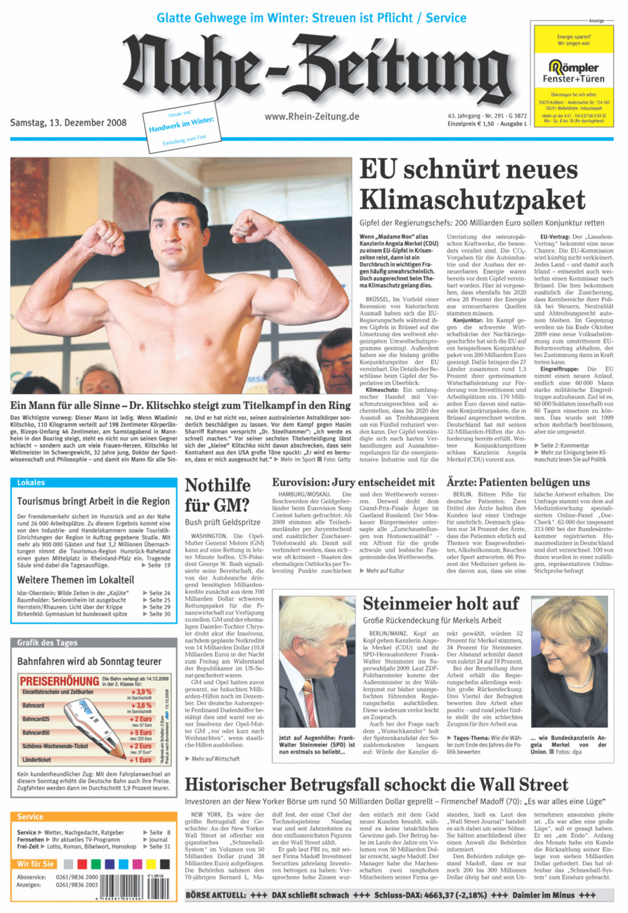 Nahe-Zeitung vom Samstag, 13.12.2008