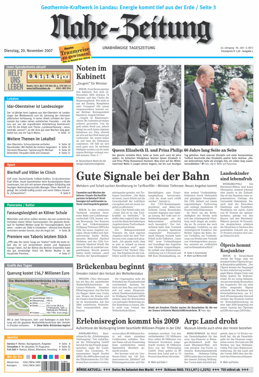 Nahe-Zeitung vom Dienstag, 20.11.2007