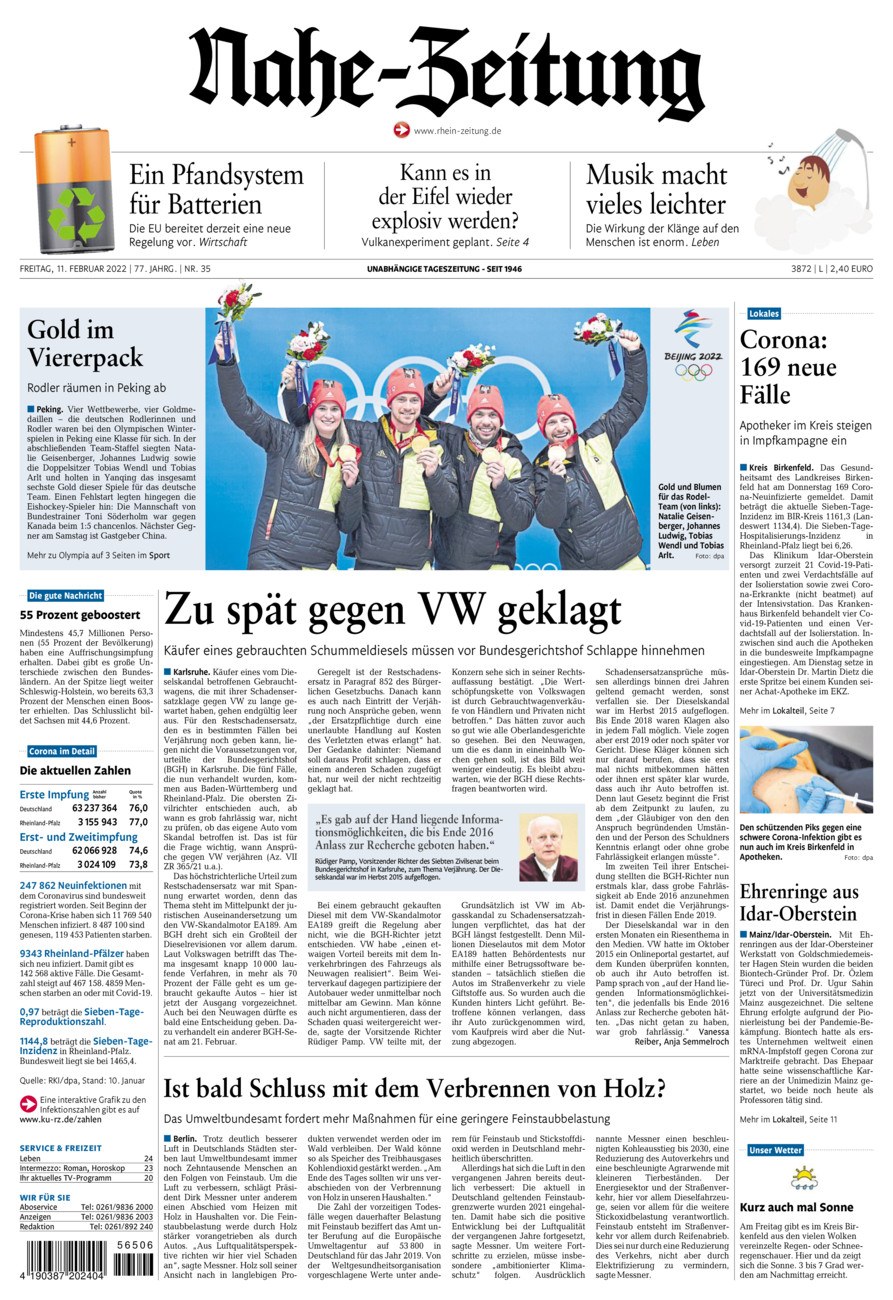 Nahe-Zeitung vom Freitag, 11.02.2022