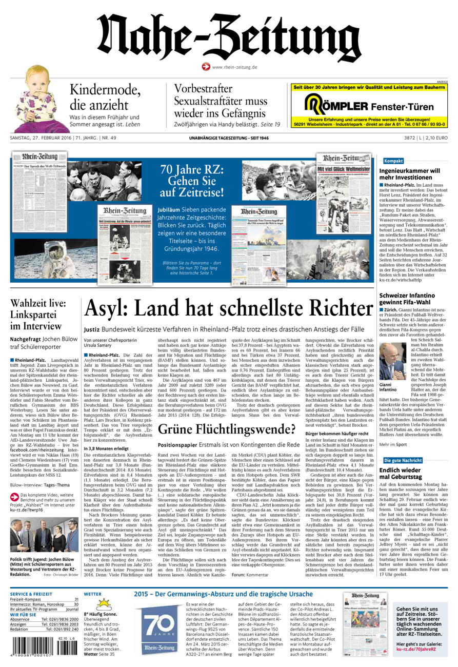 Nahe-Zeitung vom Samstag, 27.02.2016