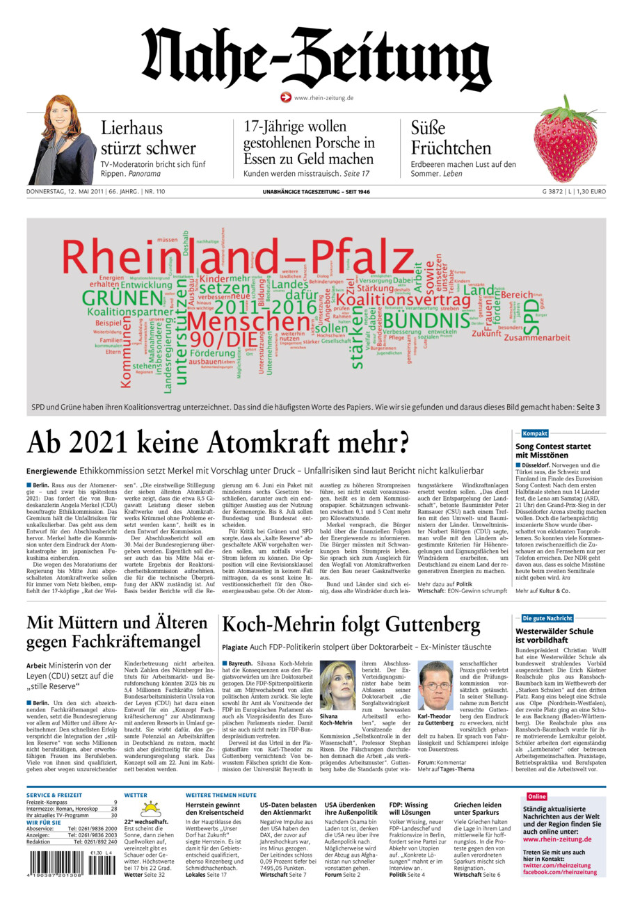 Nahe-Zeitung vom Donnerstag, 12.05.2011