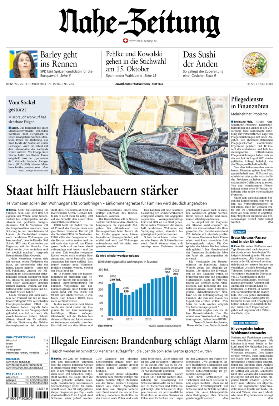 Nahe-Zeitung vom Dienstag, 26.09.2023
