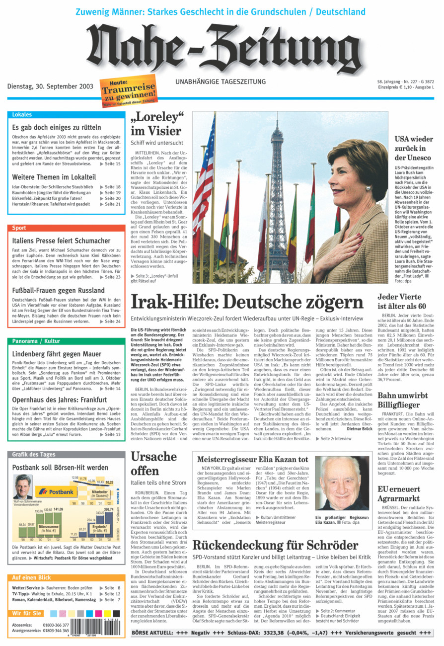 Nahe-Zeitung vom Dienstag, 30.09.2003