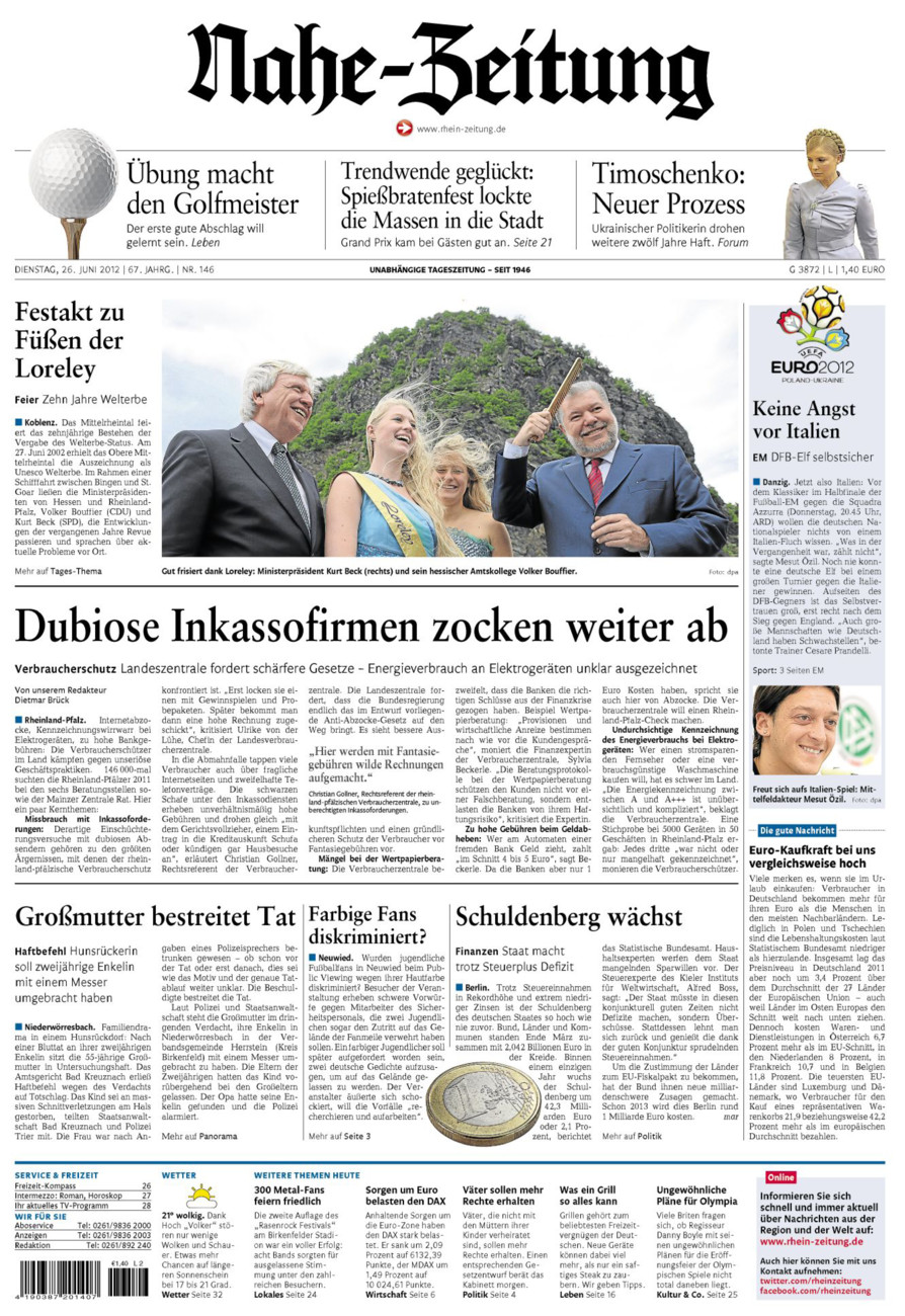 Nahe-Zeitung vom Dienstag, 26.06.2012