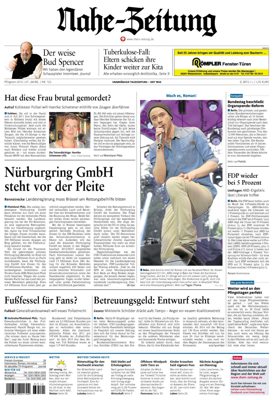 Nahe-Zeitung vom Samstag, 26.05.2012