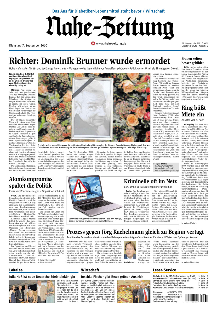 Nahe-Zeitung vom Dienstag, 07.09.2010