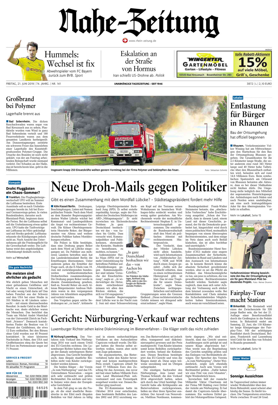 Nahe-Zeitung vom Freitag, 21.06.2019