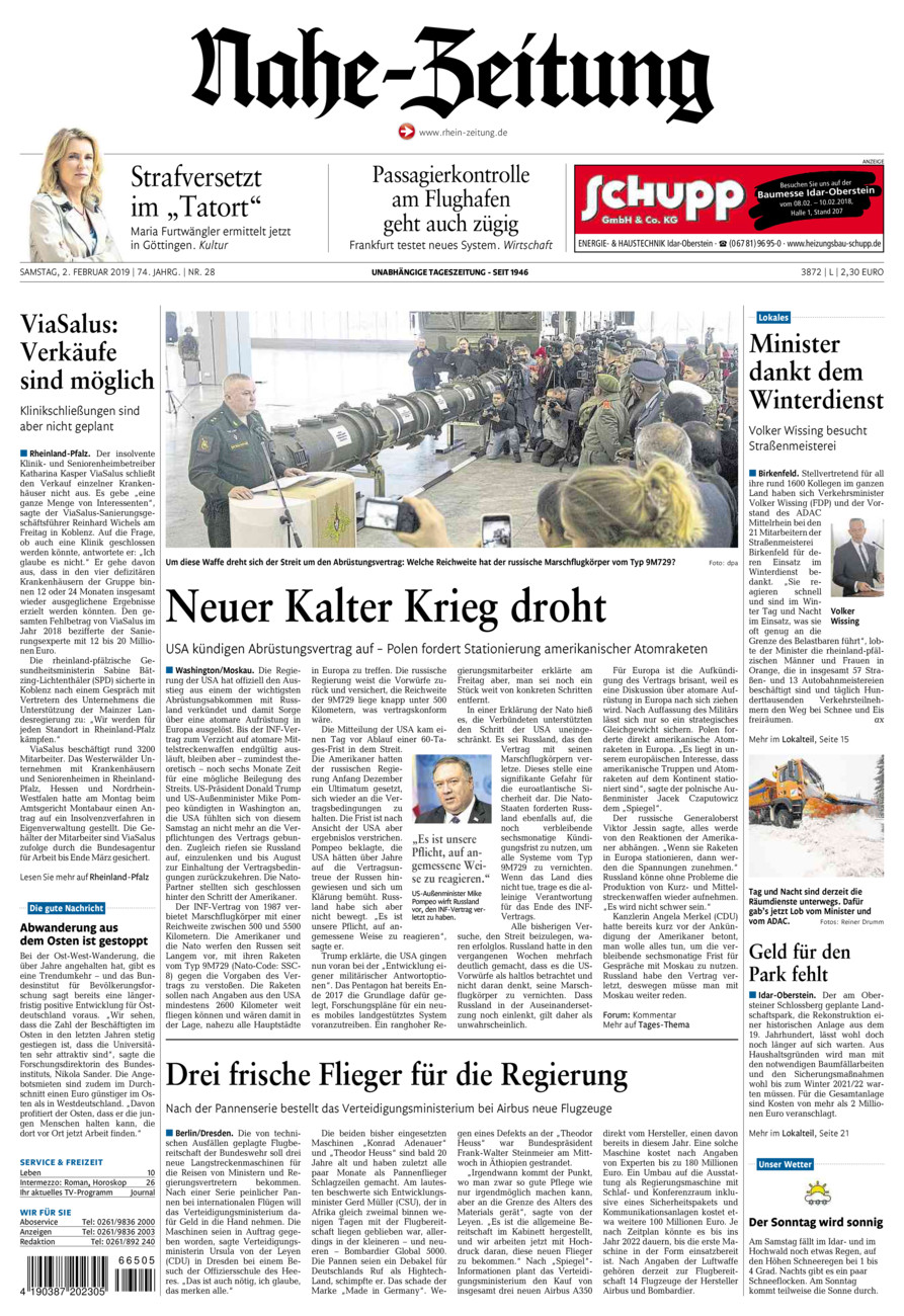 Nahe-Zeitung vom Samstag, 02.02.2019