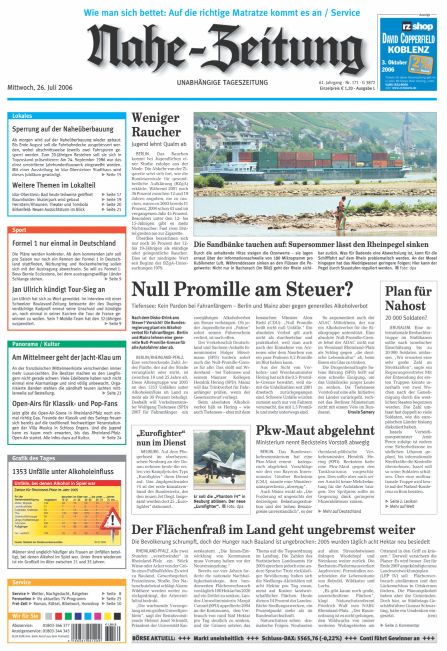 Nahe-Zeitung vom Mittwoch, 26.07.2006