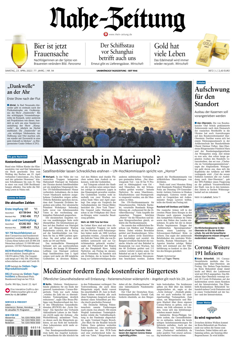 Nahe-Zeitung vom Samstag, 23.04.2022