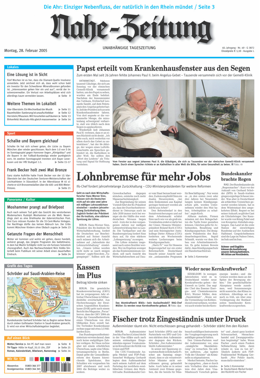 Nahe-Zeitung vom Montag, 28.02.2005