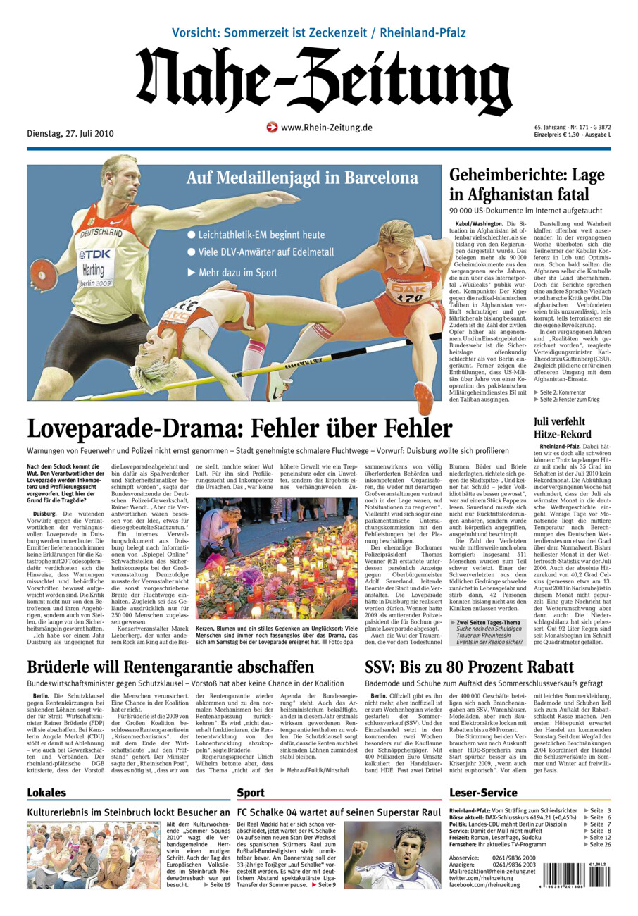 Nahe-Zeitung vom Dienstag, 27.07.2010