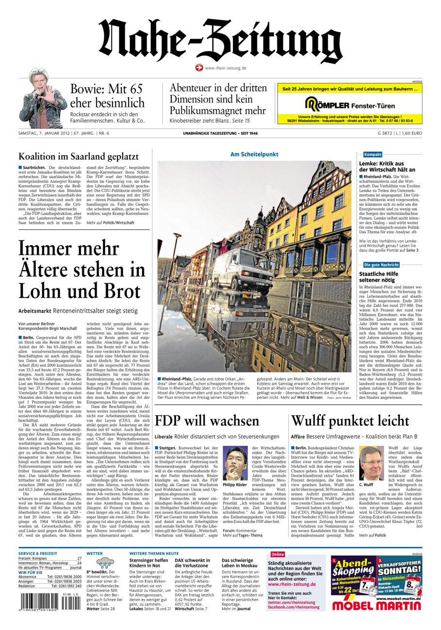 Nahe-Zeitung vom Samstag, 07.01.2012