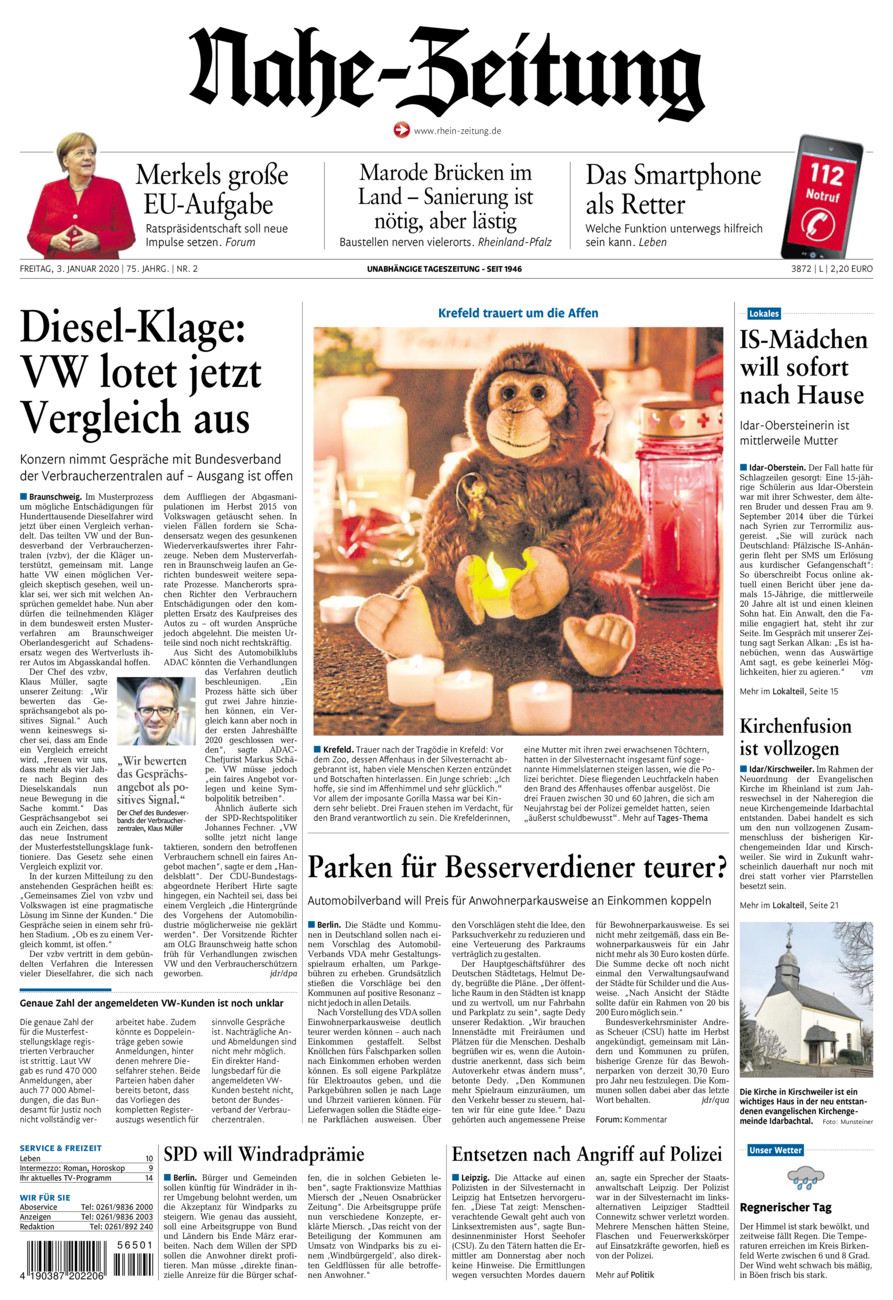 Nahe-Zeitung vom Freitag, 03.01.2020