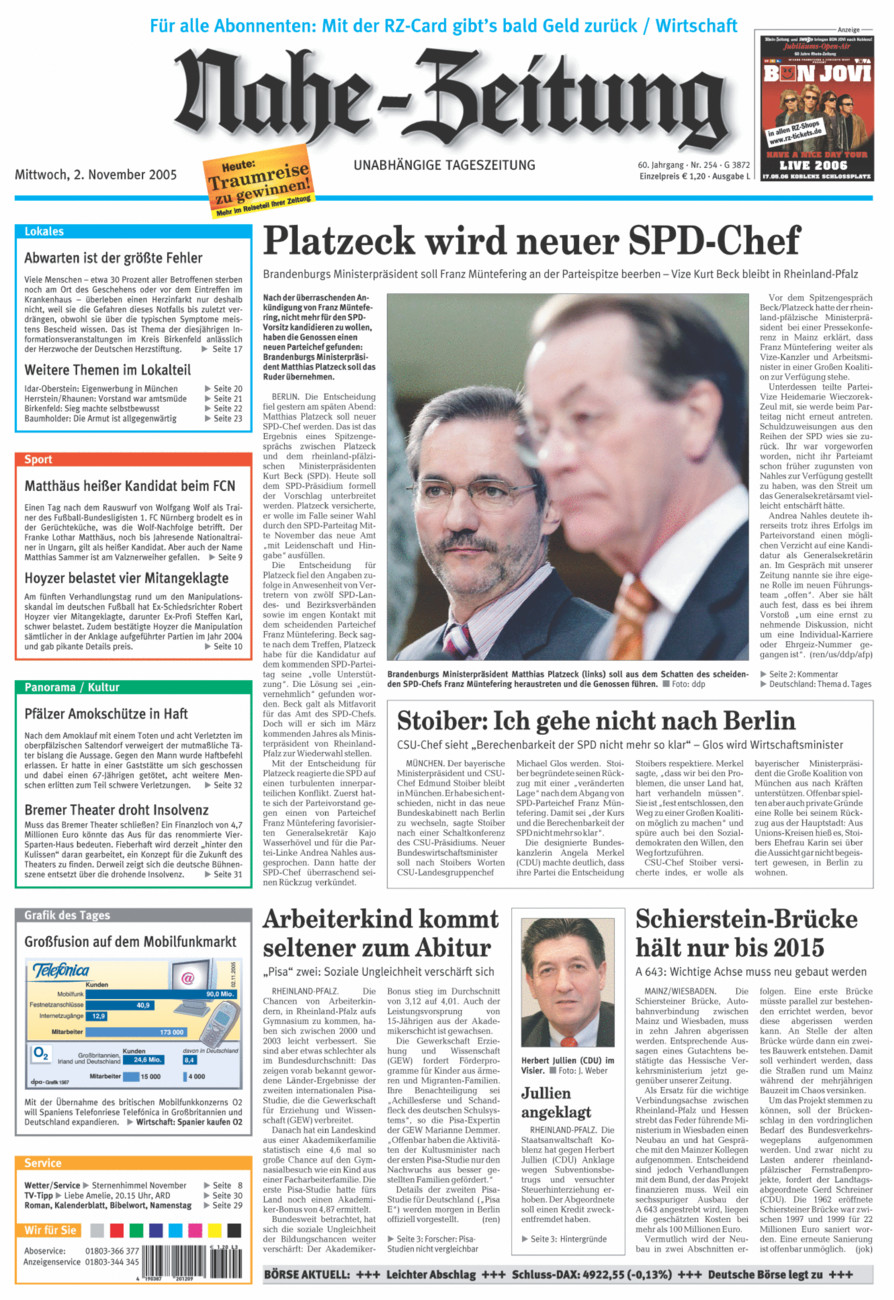 Nahe-Zeitung vom Mittwoch, 02.11.2005