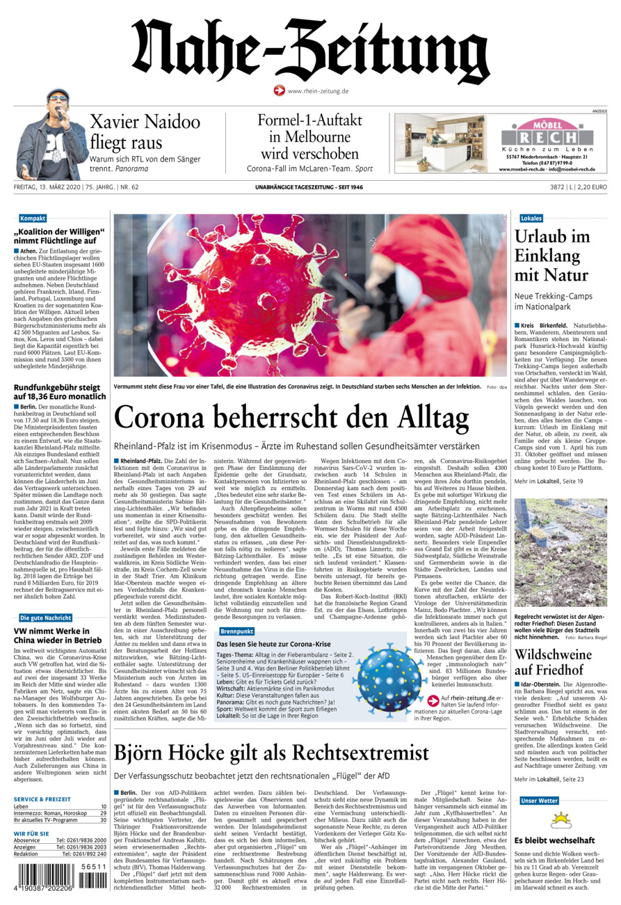 Nahe-Zeitung vom Freitag, 13.03.2020