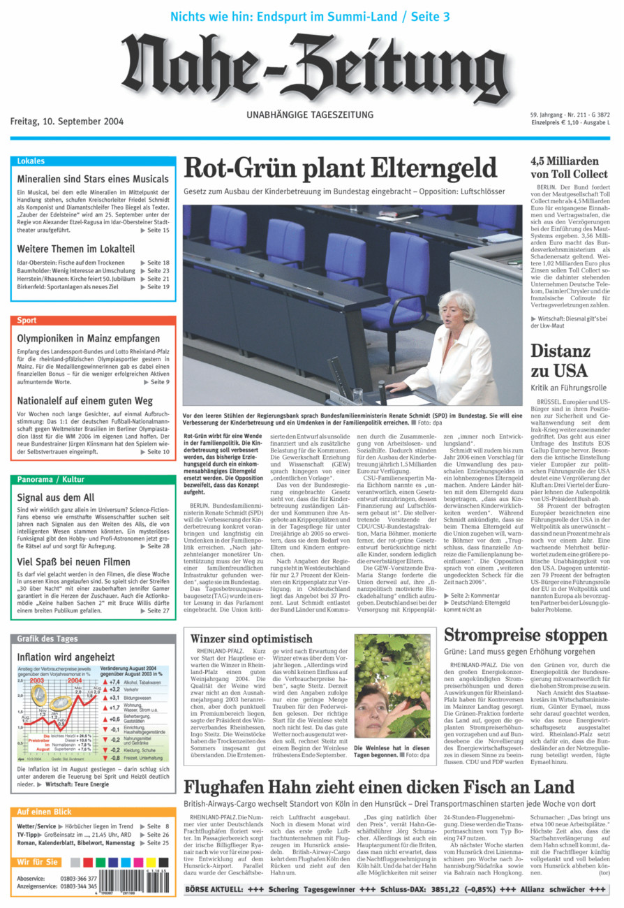 Nahe-Zeitung vom Freitag, 10.09.2004