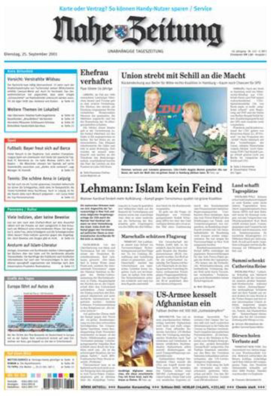 Nahe-Zeitung vom Dienstag, 25.09.2001