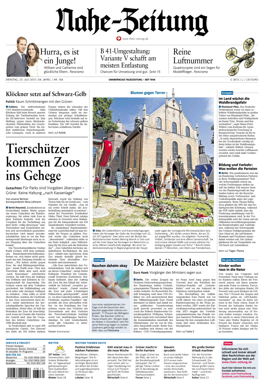 Nahe-Zeitung vom Dienstag, 23.07.2013
