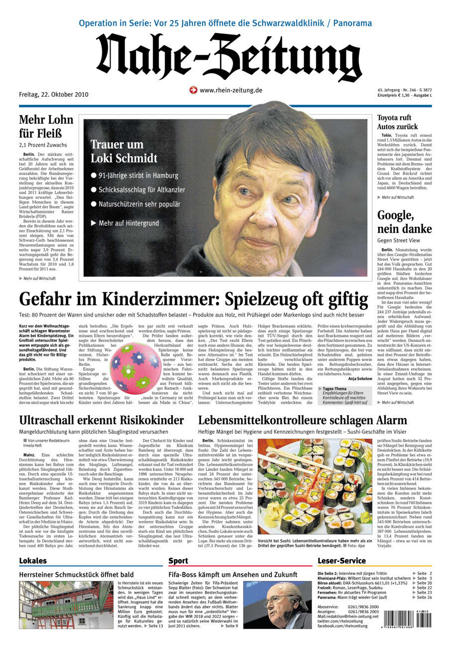 Nahe-Zeitung vom Freitag, 22.10.2010