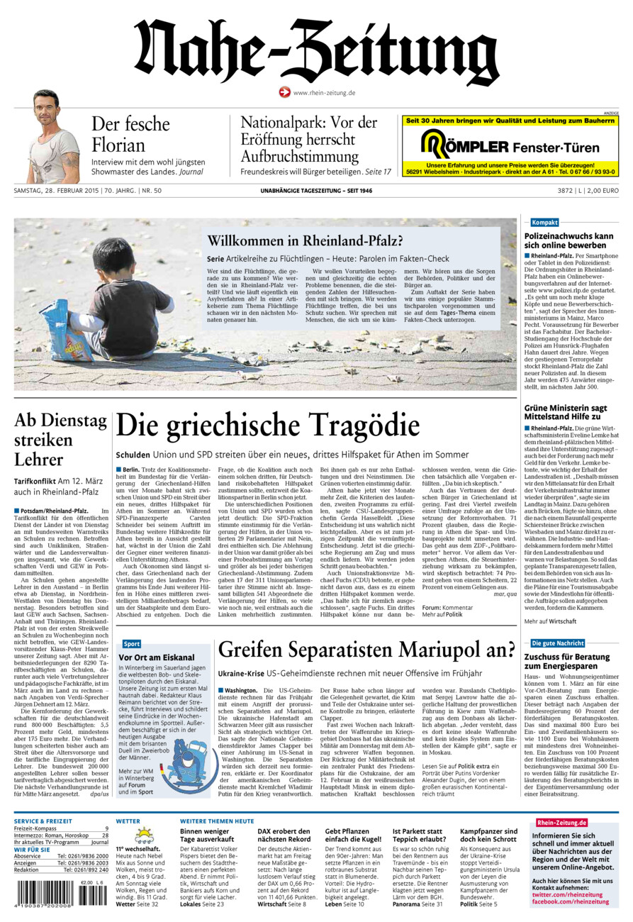 Nahe-Zeitung vom Samstag, 28.02.2015