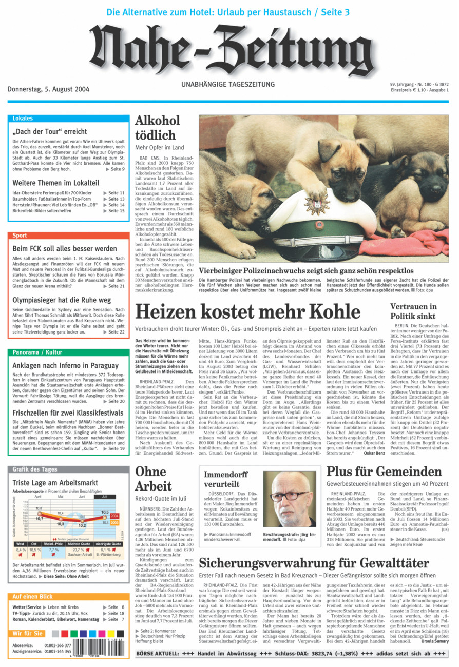 Nahe-Zeitung vom Donnerstag, 05.08.2004