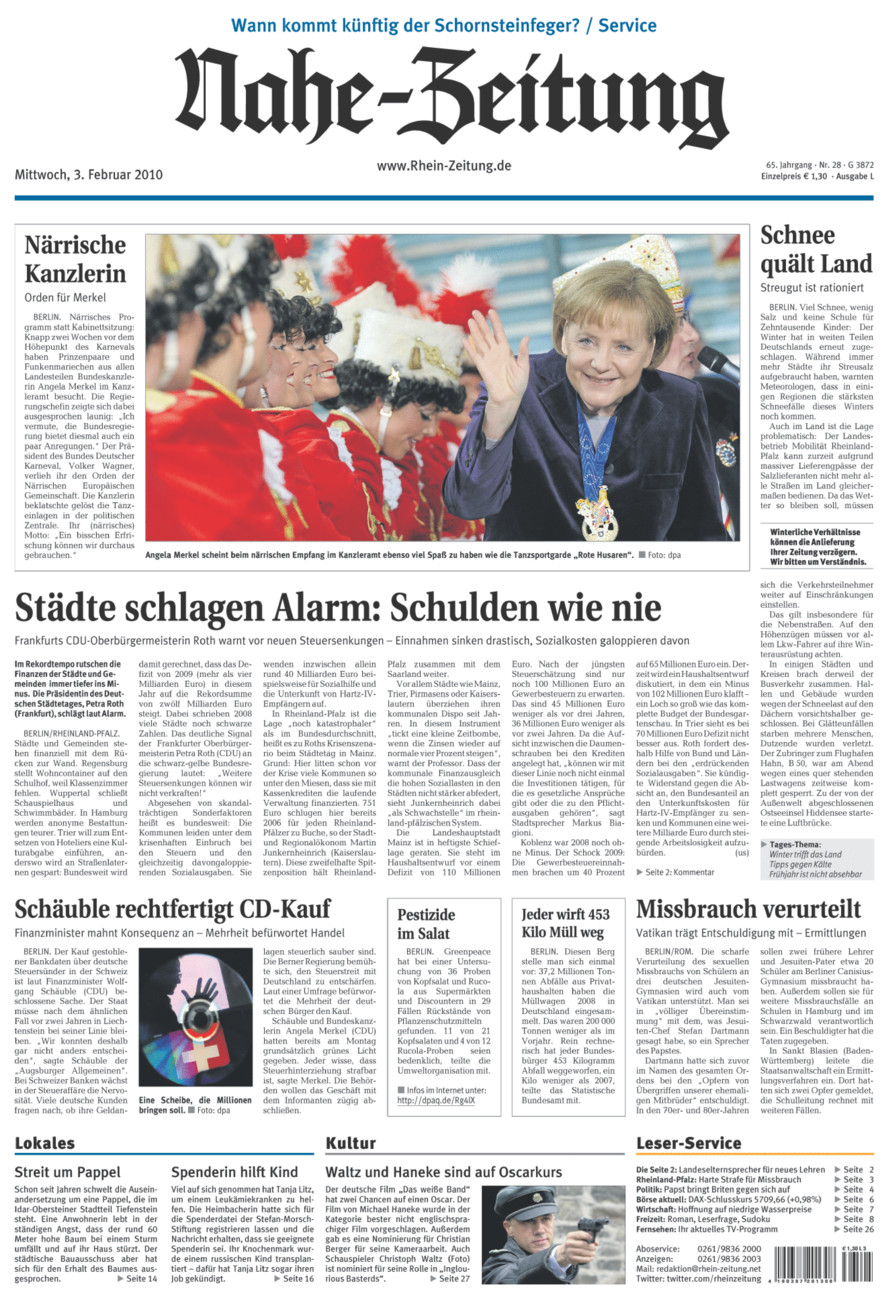 Nahe-Zeitung vom Mittwoch, 03.02.2010