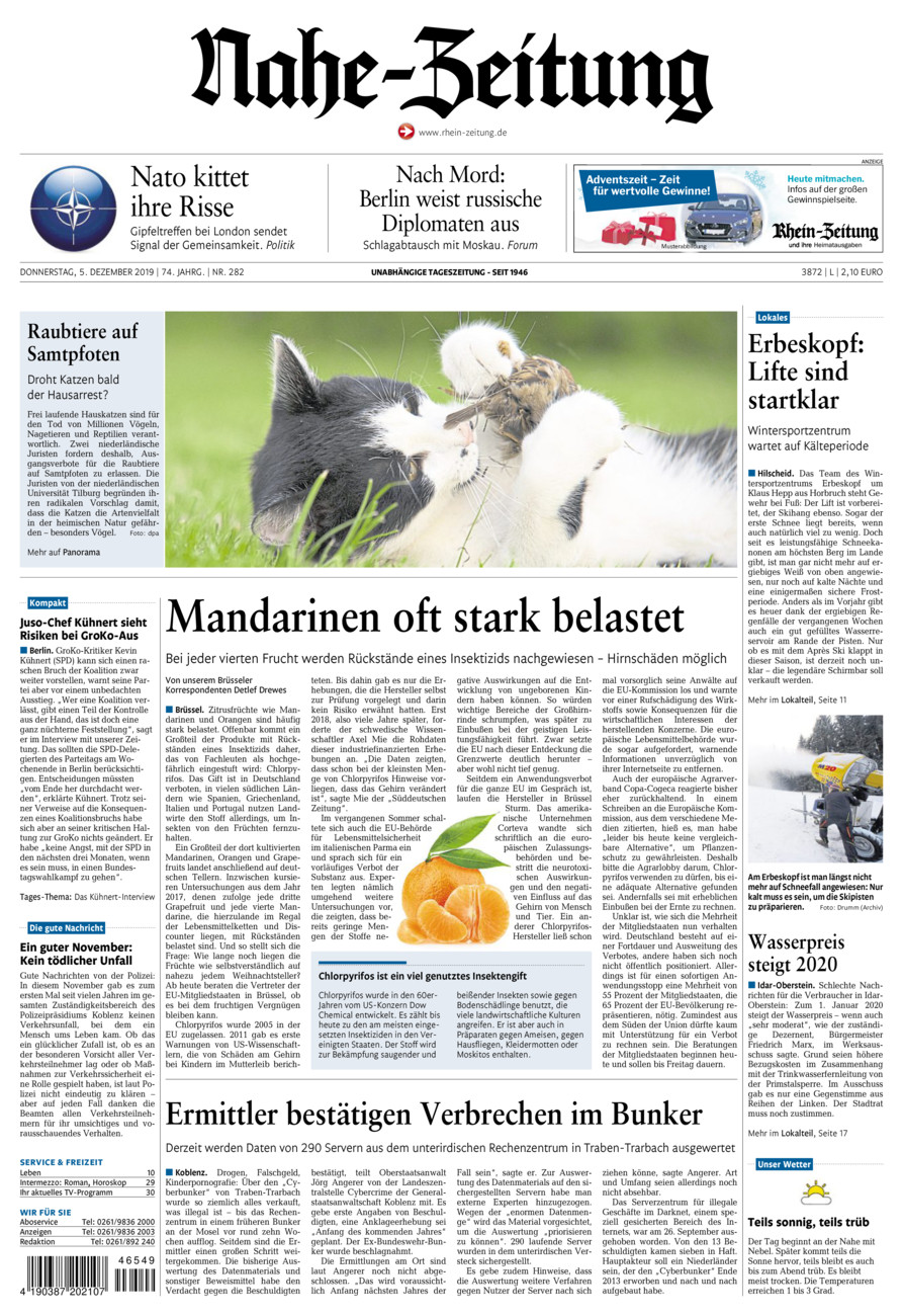 Nahe-Zeitung vom Donnerstag, 05.12.2019
