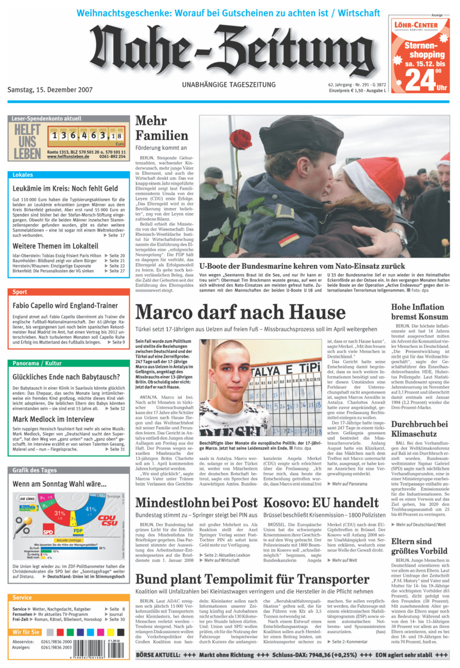 Nahe-Zeitung vom Samstag, 15.12.2007