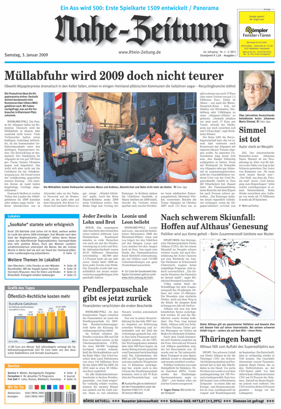 Nahe-Zeitung vom Samstag, 03.01.2009