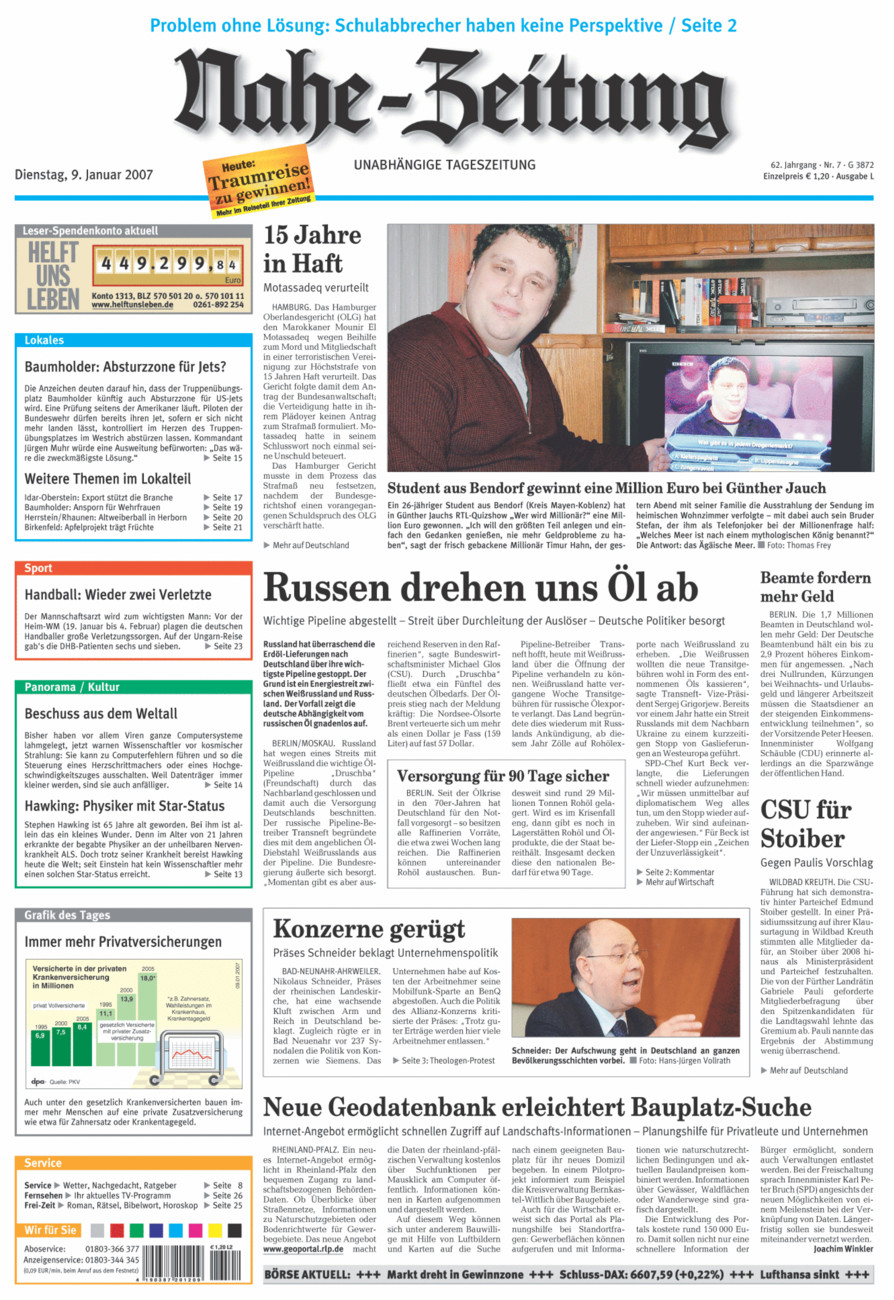 Nahe-Zeitung vom Dienstag, 09.01.2007
