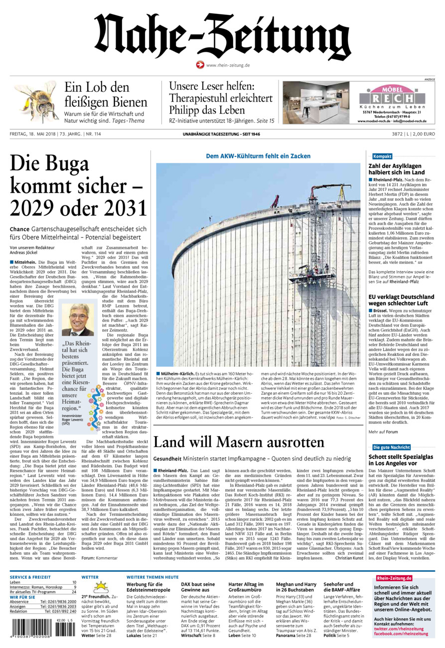 Nahe-Zeitung vom Freitag, 18.05.2018